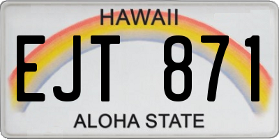 HI license plate EJT871