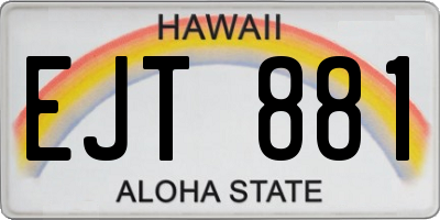 HI license plate EJT881
