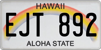 HI license plate EJT892