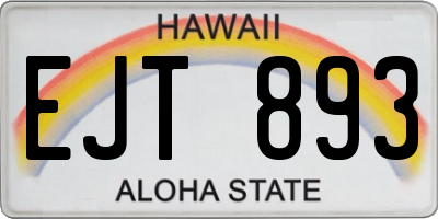 HI license plate EJT893