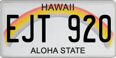 HI license plate EJT920