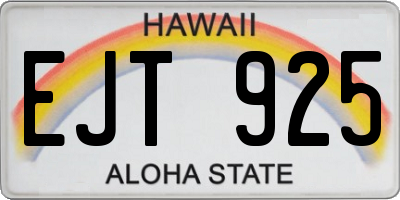 HI license plate EJT925