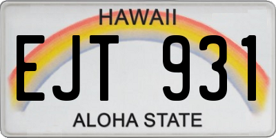 HI license plate EJT931