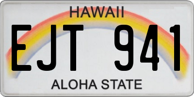 HI license plate EJT941