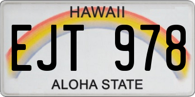 HI license plate EJT978