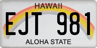 HI license plate EJT981