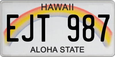 HI license plate EJT987