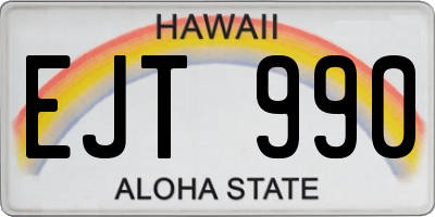 HI license plate EJT990