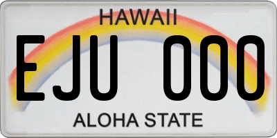 HI license plate EJU000