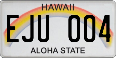 HI license plate EJU004