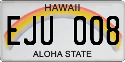 HI license plate EJU008