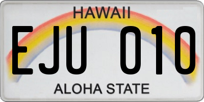 HI license plate EJU010