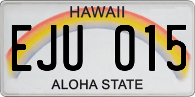 HI license plate EJU015