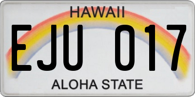 HI license plate EJU017