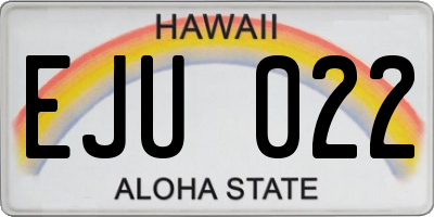 HI license plate EJU022