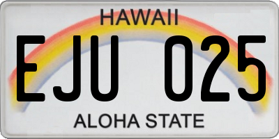 HI license plate EJU025