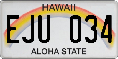 HI license plate EJU034