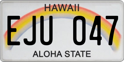 HI license plate EJU047