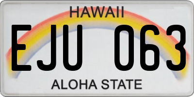 HI license plate EJU063