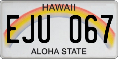 HI license plate EJU067