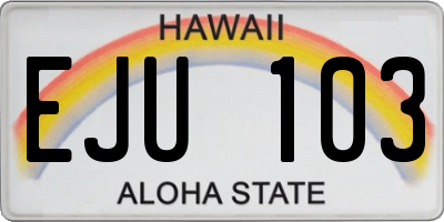HI license plate EJU103