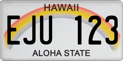HI license plate EJU123