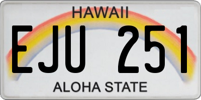 HI license plate EJU251