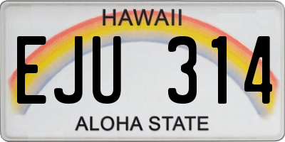 HI license plate EJU314