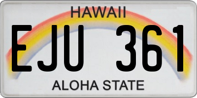 HI license plate EJU361