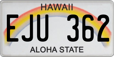HI license plate EJU362