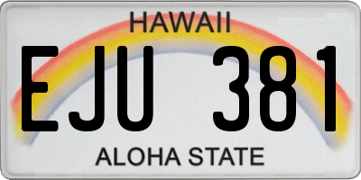 HI license plate EJU381