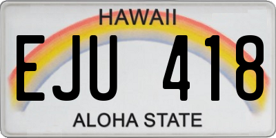HI license plate EJU418