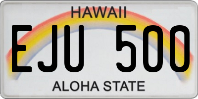 HI license plate EJU500