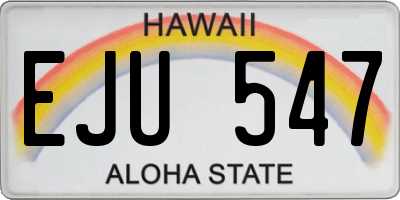 HI license plate EJU547