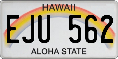 HI license plate EJU562