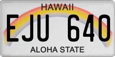 HI license plate EJU640