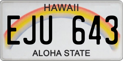 HI license plate EJU643