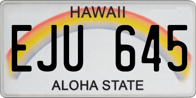 HI license plate EJU645