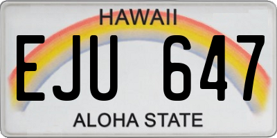 HI license plate EJU647
