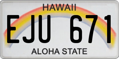 HI license plate EJU671