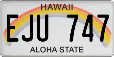 HI license plate EJU747