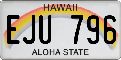 HI license plate EJU796
