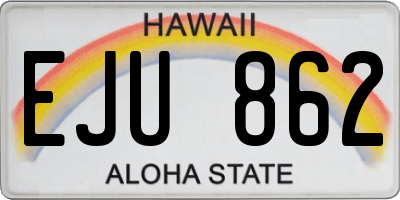 HI license plate EJU862