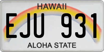 HI license plate EJU931