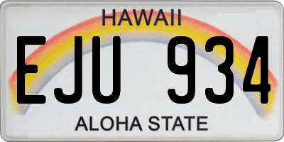 HI license plate EJU934