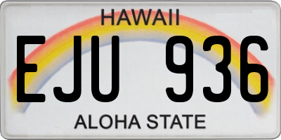 HI license plate EJU936