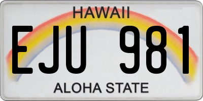 HI license plate EJU981