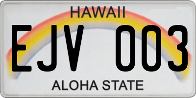 HI license plate EJV003