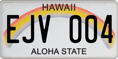 HI license plate EJV004