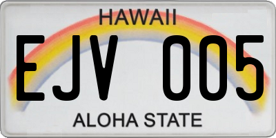 HI license plate EJV005